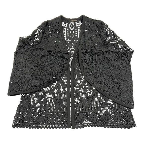 Alberto Makali Lace‎ Floral Pattern Black Evening Jacket Women's Size Medium - Picture 1 of 14